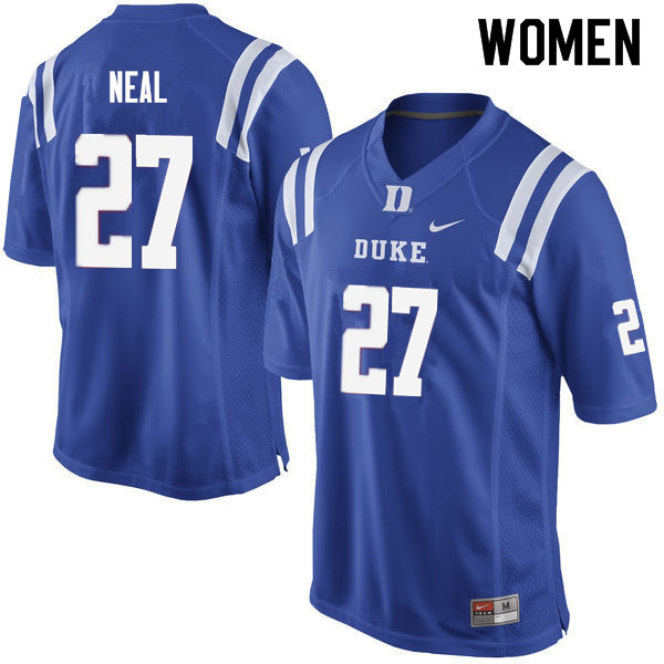 Women #27 Damani Neal Duke Blue Devils College Football Jerseys Sale-Blue - Click Image to Close
